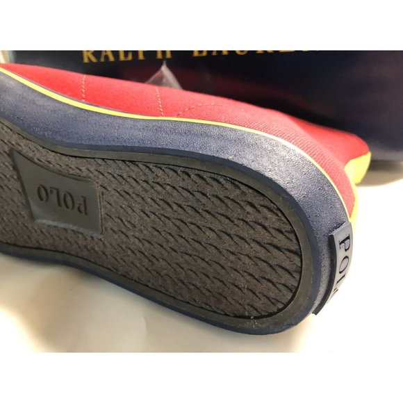 Polo Ralph Lauren Men Shoes Solomon Christmas Red Ski Canvas Sneakers Sz 10 10.5 - Picture 7 of 8